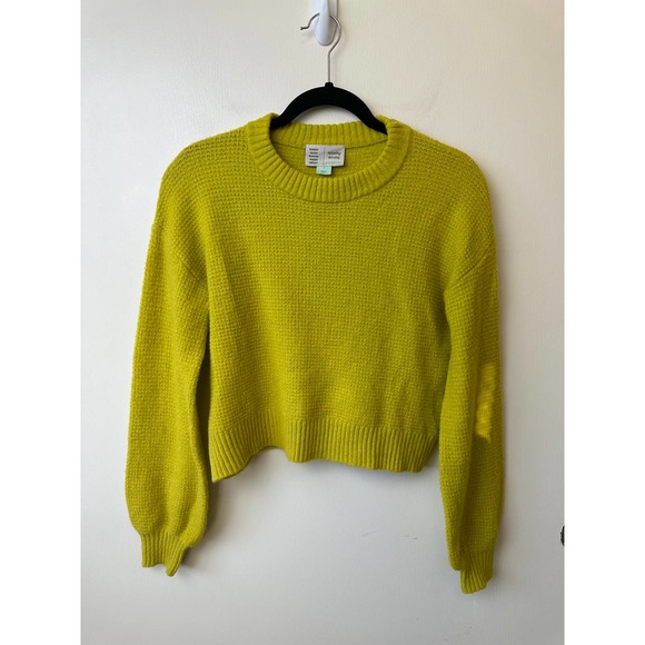 Anthropologie Sweaters - Anthropologie Saturday Sunday Cropped Sweater Waffle Knit Long Sleeve Yellow S